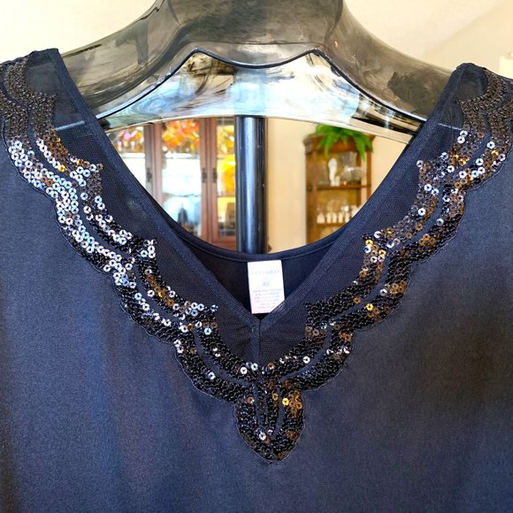 NWOT Cabernet Black Sequined Tank Top - Extra Large - Picture 4 of 5